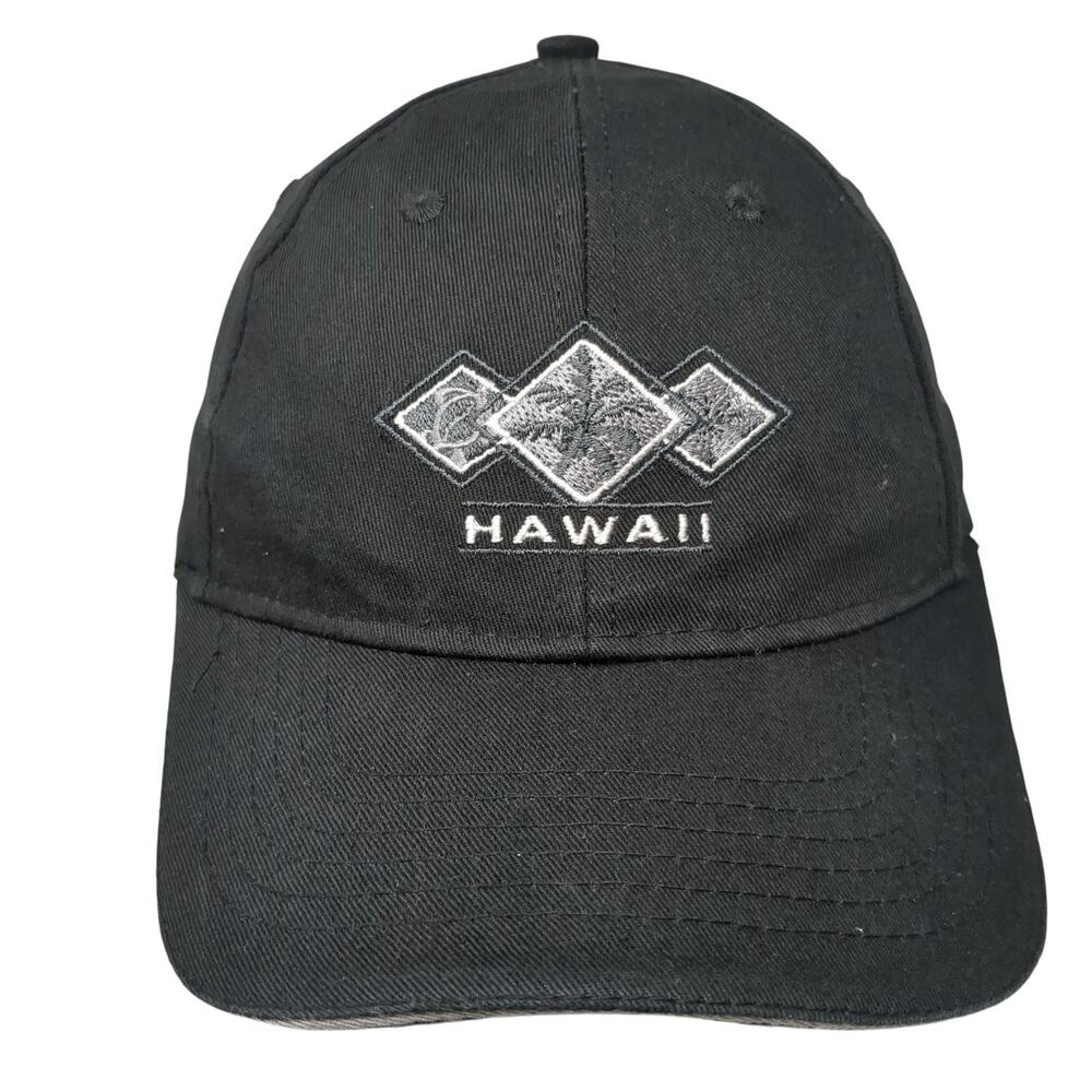 Hawaii Strapback Baseball Cap Black OS Adjustable Surfware Hawaiian Classics